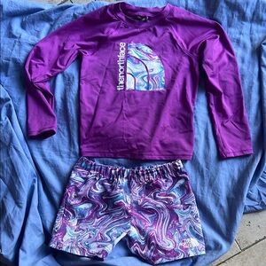 The North Face Purple Rashguard Swim Set Kids/Toddlers Size 4